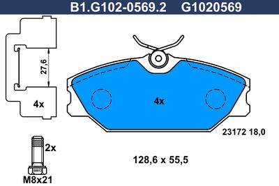 B1G10205692 GALFER Комплект тормозных колодок, дисковый тормоз