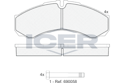 141208 ICER Комплект тормозных колодок, дисковый тормоз