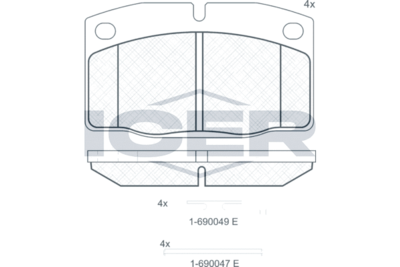 180454072 ICER Комплект тормозных колодок, дисковый тормоз