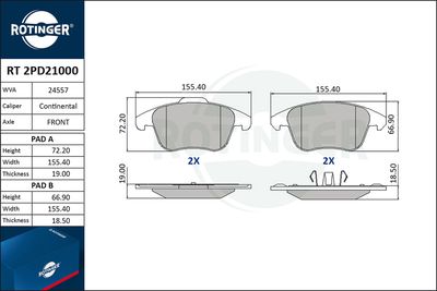 RT2PD21000 ROTINGER Комплект тормозных колодок, дисковый тормоз