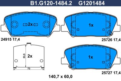 B1G12014842 GALFER Комплект тормозных колодок, дисковый тормоз