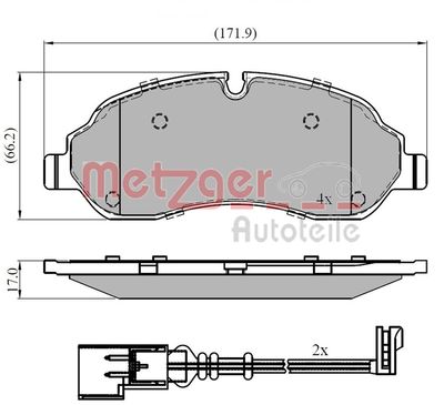 1170814 METZGER Комплект тормозных колодок, дисковый тормоз