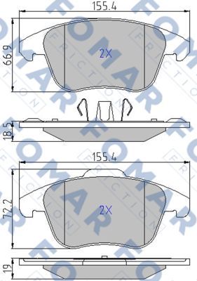 FO930481 FOMAR Friction Комплект тормозных колодок, дисковый тормоз