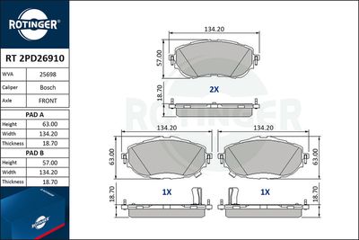 RT2PD26910 ROTINGER Комплект тормозных колодок, дисковый тормоз