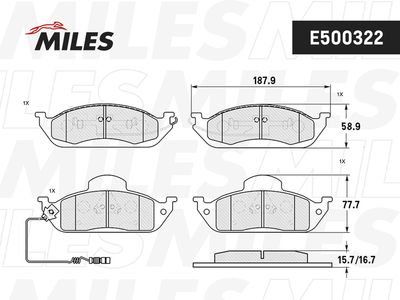 E500322 MILES Комплект тормозных колодок, дисковый тормоз
