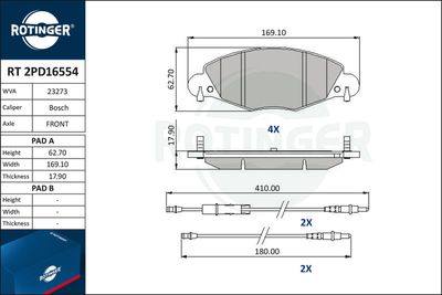 RT2PD16554 ROTINGER Комплект тормозных колодок, дисковый тормоз