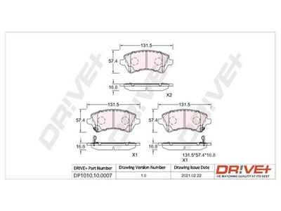 DP1010100007 Dr!ve+ Комплект тормозных колодок, дисковый тормоз