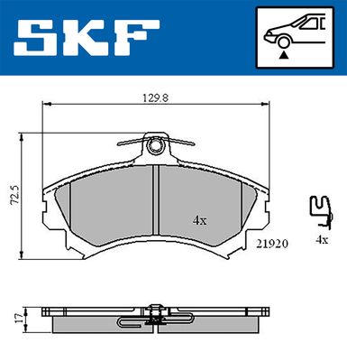 VKBP80193A SKF Комплект тормозных колодок, дисковый тормоз