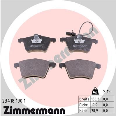 234181901 ZIMMERMANN Комплект тормозных колодок, дисковый тормоз