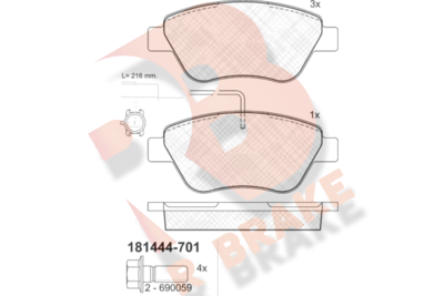 RB1444701 R BRAKE Комплект тормозных колодок, дисковый тормоз