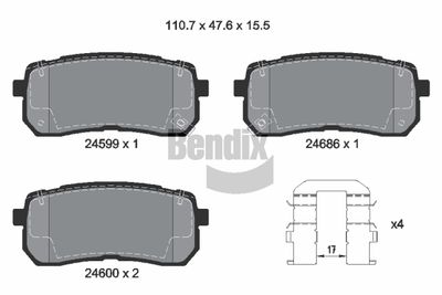 BPD2176 BENDIX Braking Комплект тормозных колодок, дисковый тормоз