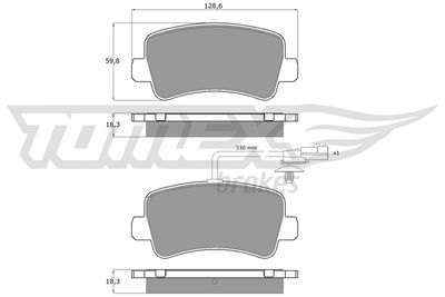 TX1648 TOMEX Brakes Комплект тормозных колодок, дисковый тормоз