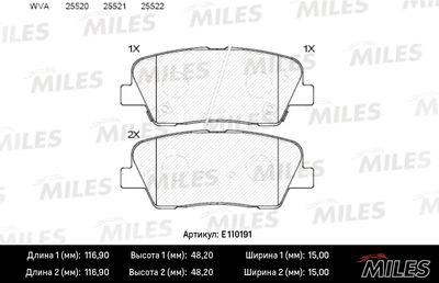 E110191 MILES Комплект тормозных колодок, дисковый тормоз