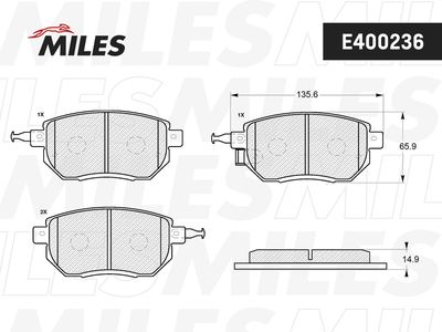E400236 MILES Комплект тормозных колодок, дисковый тормоз