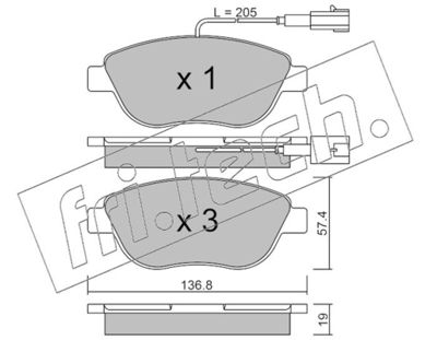 3310 fri.tech. Комплект тормозных колодок, дисковый тормоз