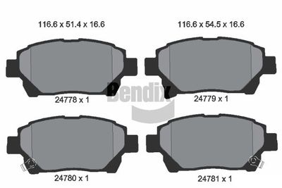 BPD2195 BENDIX Braking Комплект тормозных колодок, дисковый тормоз