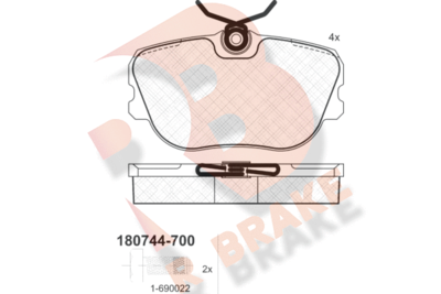 RB0744700 R BRAKE Комплект тормозных колодок, дисковый тормоз