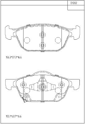 KD1202 ASIMCO Комплект тормозных колодок, дисковый тормоз