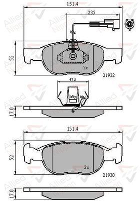 ADB11171 COMLINE Комплект тормозных колодок, дисковый тормоз