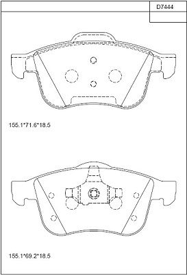 KD7444 ASIMCO Комплект тормозных колодок, дисковый тормоз