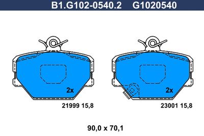 B1G10205402 GALFER Комплект тормозных колодок, дисковый тормоз