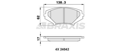 AA0303 BRAXIS Комплект тормозных колодок, дисковый тормоз