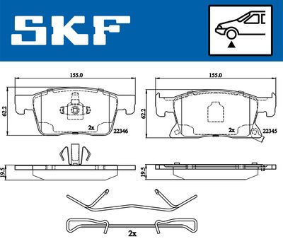 VKBP80409A SKF Комплект тормозных колодок, дисковый тормоз