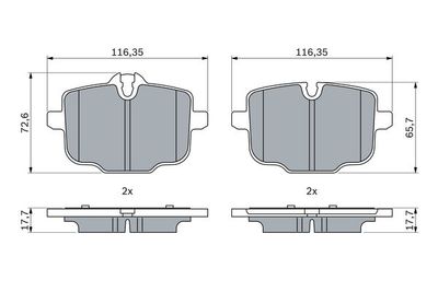 0986424922 BOSCH Комплект тормозных колодок, дисковый тормоз