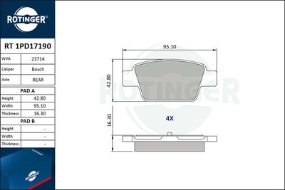 RT1PD17190 ROTINGER Комплект тормозных колодок, дисковый тормоз