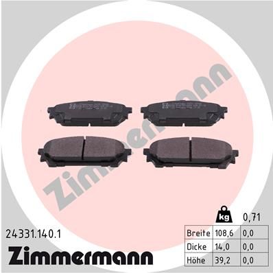 243311401 ZIMMERMANN Комплект тормозных колодок, дисковый тормоз