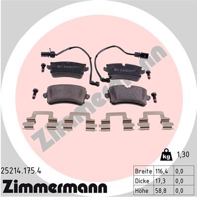 252141754 ZIMMERMANN Комплект тормозных колодок, дисковый тормоз