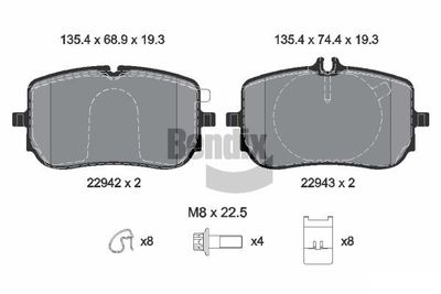 BPD2365 BENDIX Braking Комплект тормозных колодок, дисковый тормоз