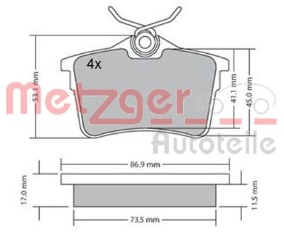 1170139 METZGER Комплект тормозных колодок, дисковый тормоз