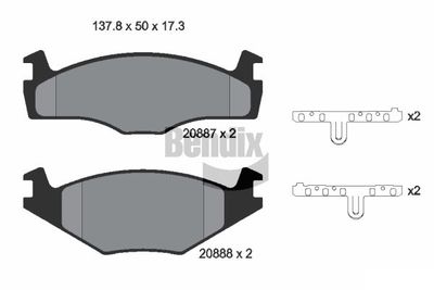 BPD1299 BENDIX Braking Комплект тормозных колодок, дисковый тормоз