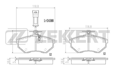 BS2978 ZEKKERT Комплект тормозных колодок, дисковый тормоз