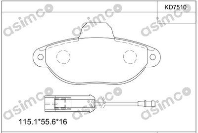 KD7510 ASIMCO Комплект тормозных колодок, дисковый тормоз