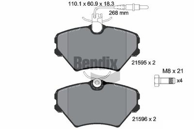 BPD1815 BENDIX Braking Комплект тормозных колодок, дисковый тормоз