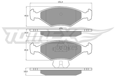 TX1079 TOMEX Brakes Комплект тормозных колодок, дисковый тормоз