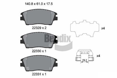 BPD2308 BENDIX Braking Комплект тормозных колодок, дисковый тормоз