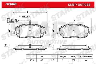 SKBP0011085 Stark Комплект тормозных колодок, дисковый тормоз