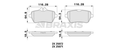 AA0453 BRAXIS Комплект тормозных колодок, дисковый тормоз