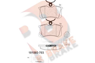 RB1593703 R BRAKE Комплект тормозных колодок, дисковый тормоз