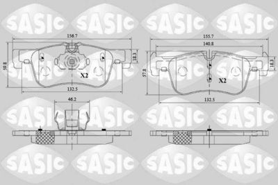 6216182 SASIC Комплект тормозных колодок, дисковый тормоз