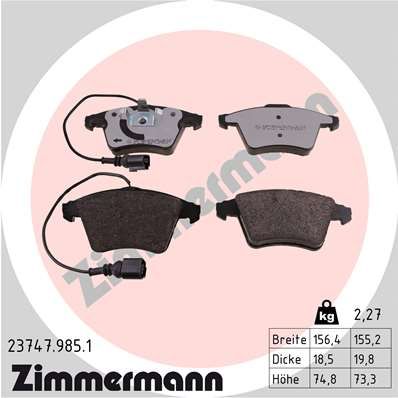 237479851 ZIMMERMANN Комплект тормозных колодок, дисковый тормоз