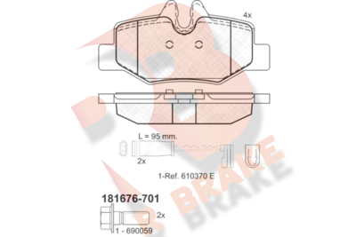 RB1676701 R BRAKE Комплект тормозных колодок, дисковый тормоз