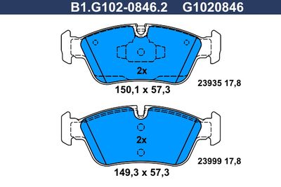 B1G10208462 GALFER Комплект тормозных колодок, дисковый тормоз