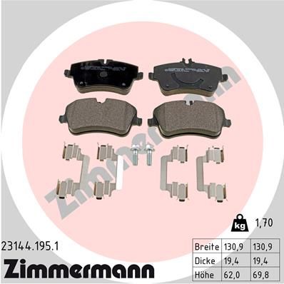 231441951 ZIMMERMANN Комплект тормозных колодок, дисковый тормоз