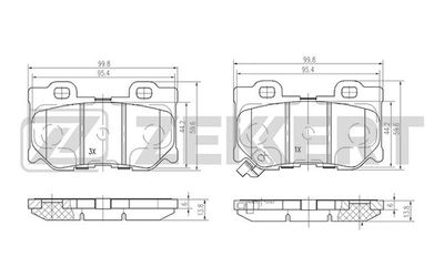 BS2525 ZEKKERT Комплект тормозных колодок, дисковый тормоз