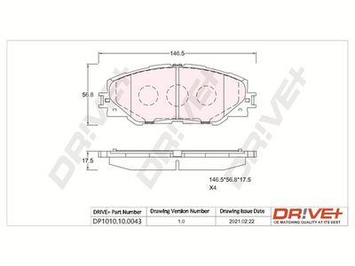 DP1010100043 Dr!ve+ Комплект тормозных колодок, дисковый тормоз