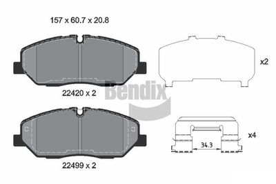 BPD1889 BENDIX Braking Комплект тормозных колодок, дисковый тормоз